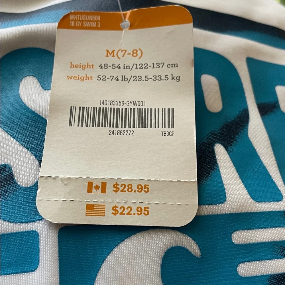 NWT Gymboree Boy White Blue In Surf We Trust Rash Guard Shirt (7-8)